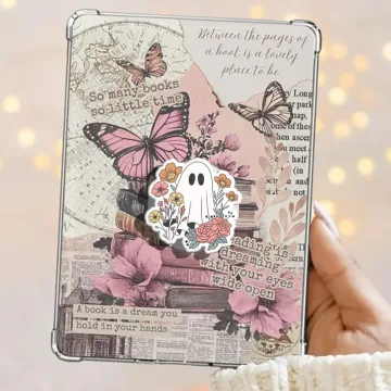 Adorable Floral Ghost Vintage Kindle Book Lover Bookish Phone Grip