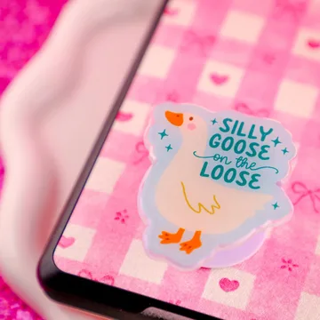 Silly Goose on the Loose Glitter Trendy Magnetic Cute Phone Grip