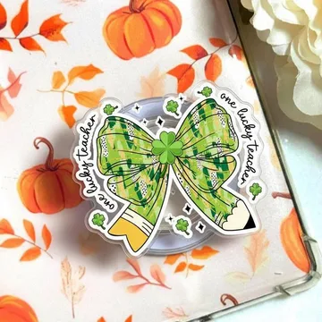 Lucky Teacher Shamrock Leprechaun Patrick Classroom Phone Grip