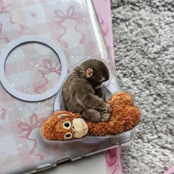 Sleeping Monkey Wholesome Bear and Monkey Cozy Gift Phone Grip