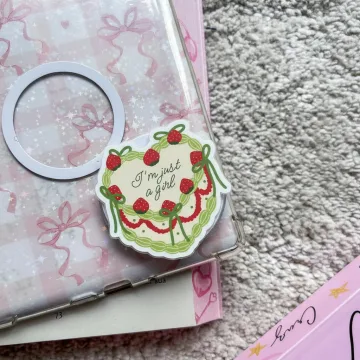 Strawberry Cake with I M Just a Girl Quote Magnetic Phone Grip