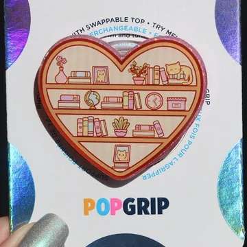 Bookshelf Heart Kindle Cat Lover Book Stack Library Phone Grip