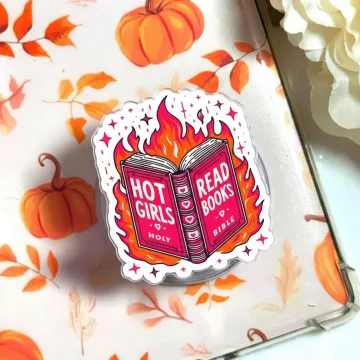 Hot Girls Read Books Fire Bold Bookish Quote Gift for Book Phone Grip