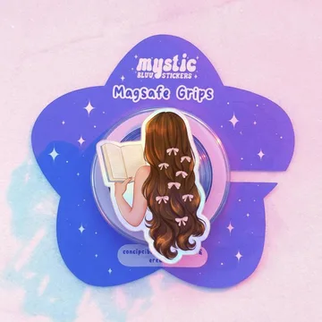 Coquette Bows Reading Girl with Pink Ribbons Soft Phone Grip
