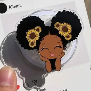 Girl with Sunflower Hair Magnetic Cute Trendy Stylish Phone Grip