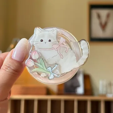 Kitten Holding Tulip Cat Kitty Magnetic Cute Trendy Phone Grip