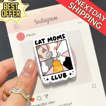 Cat Moms Club Cat Lover Popgrip with Paw Kitten Kitty Phone Grip