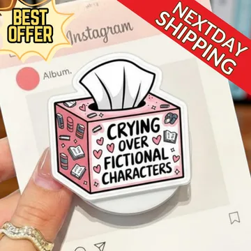 Crying Over Fictional Characters Magnetic Cute Trendy Phone Grip