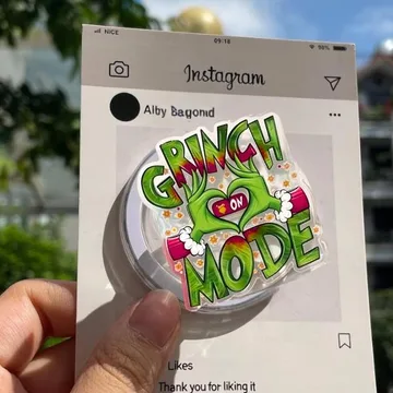 Grinch on Mode Funny Christmas Santa Snowflake Sarcastic Phone Grip