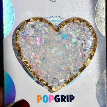 Rainbow Heart Geode Faux Crystal Kindle Bookish Book Lover Phone Grip