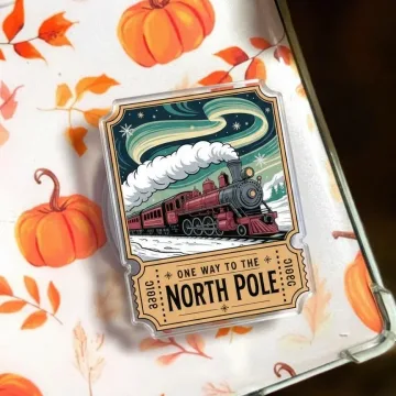 Charming Winter Train with Retro Christmas Artwork Phone Grip