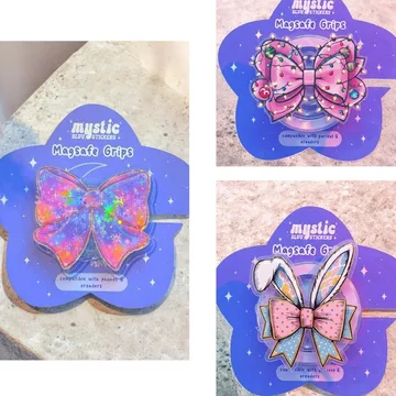 Mystic Blue Stickers Christmas Bow Holiday Ribbon MagSafe Phone Grip