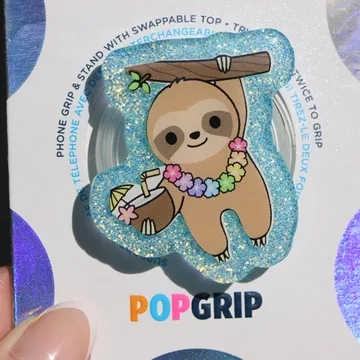Tropical Sloth Glitter Summer Beach Cute Trendy MagSafe Phone Grip