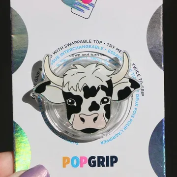 Cow Sparkly White Kindle Bookish Book Lover Magnetic Phone Grip