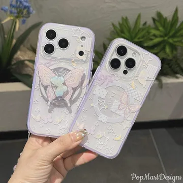 Kawaii Butterfly and Star Chibi Smiley Magnetic Cute Phone Grip