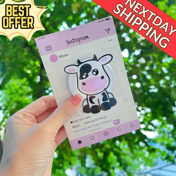 Cow Adorable Cow Face Magnetic Cute Trendy Stylish Phone Grip