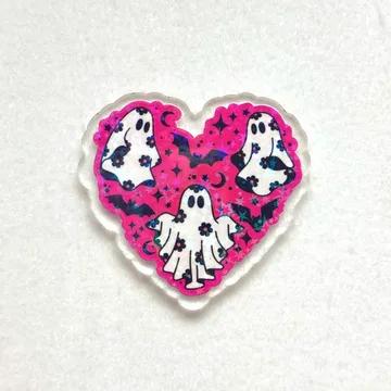 Ghost Heart Flatback Cabochon DIY Topper Valentine Phone Grip