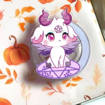 Demon Cat Kawaii Magenta Devil with Wings for Fantasy Phone Grip