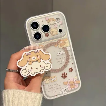 Kawaii Puppy with Dog Pair Golden Retriever Chibi Phone Grip