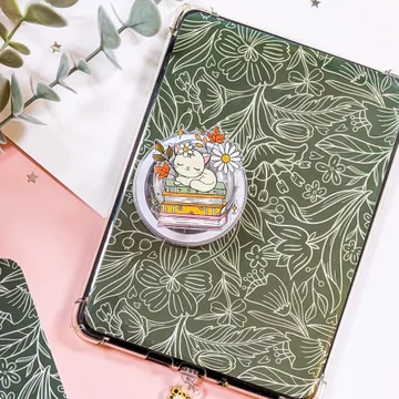 Cat on Books Kindle Bookish Book Lover Kitten Kitty Phone Grip