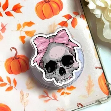 Coquette Skull with Pink Bow Ribbon Gothic Vampire Phone Grip