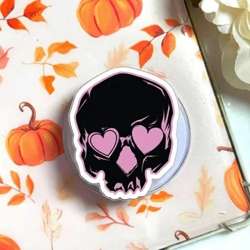 Pink Heart Eyes Skull Pastel Goth Gothic Vampire Soft Girl Phone Grip