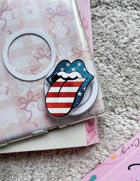 Retro Patriotic Lips America 250 Celebration Y2K Magnetic Phone Grip