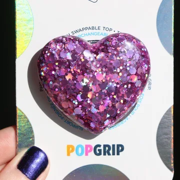 Holographic Pink Glitter Heart Valentine Cupid Magnetic Phone Grip