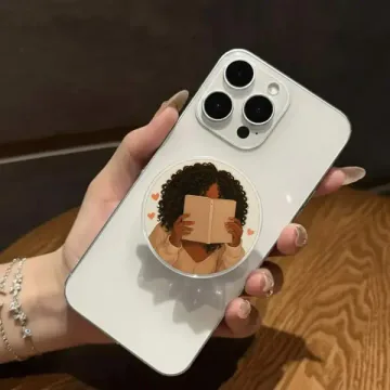 Melanin Beauty Women with Book Black Girl Afro Magnetic Phone Grip