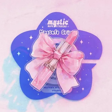 Pink Lipstick Bow Coquette Ribbon Magnetic Cute Trendy Phone Grip