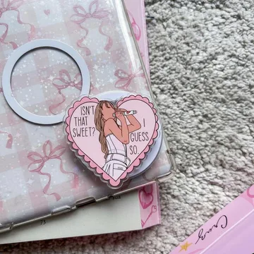 Sweet Pink Heart Valentine Cupid Magnetic Cute Trendy Phone Grip