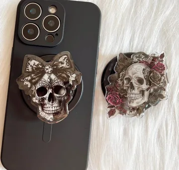 Skull and Roses Gothic Floral Vampire Magnetic Cute Phone Grip