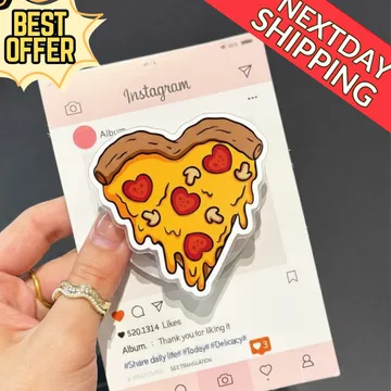Pizza Slice Heart Shaped Pizza Valentine Cupid Magnetic Phone Grip
