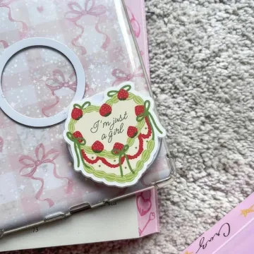 I M Just a Girl Strawberry Cake Magnetic Cute Trendy Phone Grip