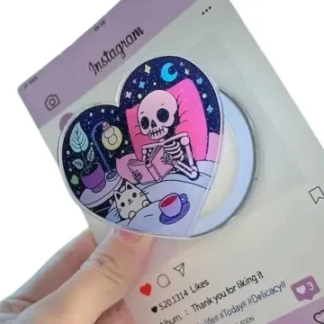 Skeleton Cat Heart Shaped Nighttime Skeleton MagSafe Phone Grip