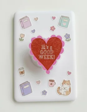 It S a Good Week Heart Red Pink Hand Drawn Positive Vibes Phone Grip