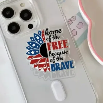 Home of the Free Because of the Brave Sunflower American Phone Grip