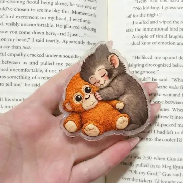Adorable Monkey and Bear Friendship Hugging Wholesome Phone Grip