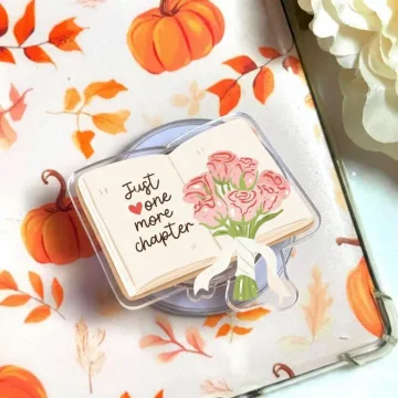 Floral Book Quote Open Book with Flowers Cozy Bookish Gift Phone Grip