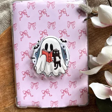 Bookish Ghost Reading Book Kindle Bookish Black Cat Phone Grip
