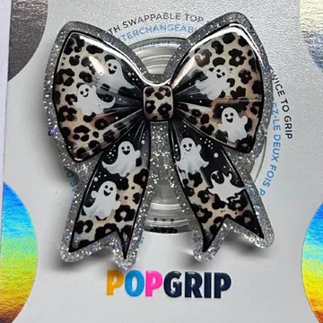 Leopard Ghost Bow Kindle Bookish Book Lover Coquette Phone Grip