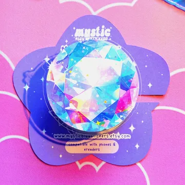 Rainbow Diamond Holographic Gemstone Kindle MagSafe Phone Grip