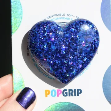 Holographic Blue Glitter Heart Valentine Cupid Magnetic Phone Grip
