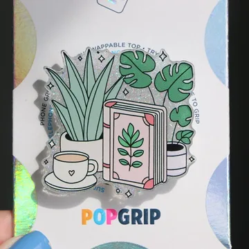 Plants and Books Kindle Sparkly Bookish Book Lover Phone Grip