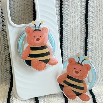 Bee Bear Kawaii Chibi Smiley Cute Trendy Stylish MagSafe Phone Grip