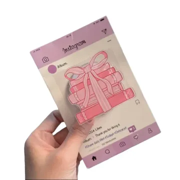 Gift Wrapped Books Pink Bow Coquette Ribbon Magnetic Phone Grip