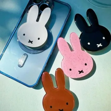 Kawaii Bunny Set with White Chibi Smiley Frog Hedgehog Phone Grip