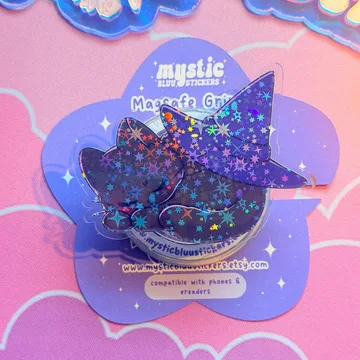 Witchy Kindle Holographic Sleeping Witch Hat Cat MagSafe Phone Grip