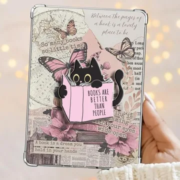 Crystallovee Books Are Better Than People Black Cat Phone Grip