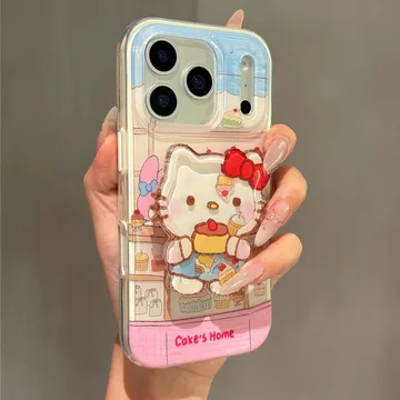 Kawaii Hello Kitty Cake Shop with Cake Chibi Smiley Phone Grip